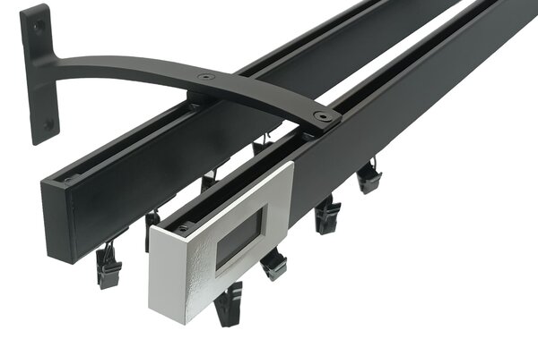 Kovovégarnýže.cz Garnýže Square line elegance passa černá matná Varianta jednořadá nebo dvouřadá: Jednořadá, Délka: 0-100cm, Uchycení látky: jezdec+šnekový háček