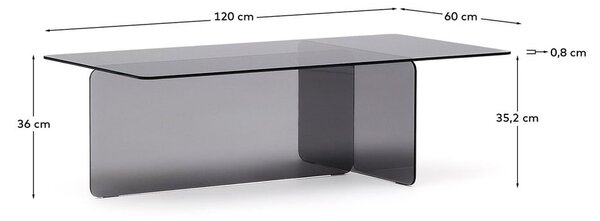 Šedý skleněný konferenční stolek 60x120 cm Zaren – Kave Home