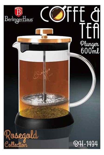 Konvička na čaj a kávu French Press 600 ml Rosegold collection