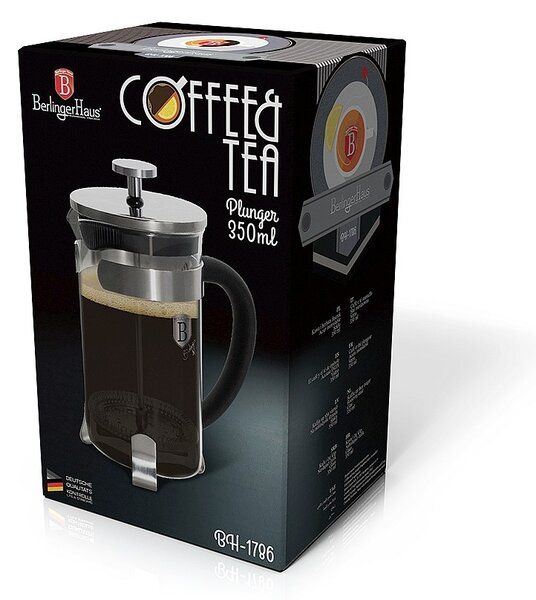 Konvička na čaj a kávu French Press 350 ml černá