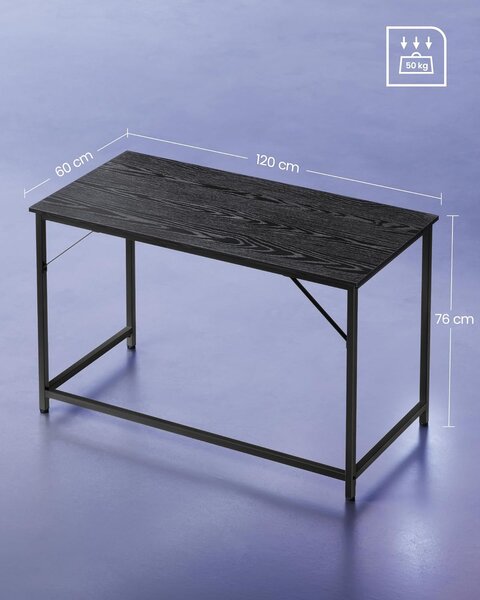 VASAGLE Psací stůl černý 120 x 60 x 76 cm
