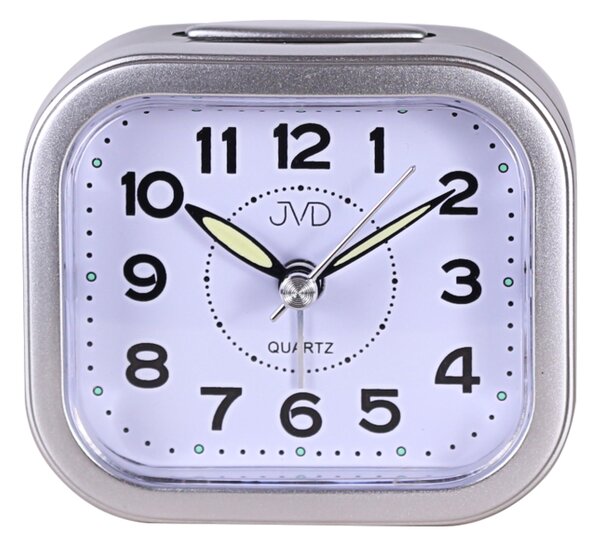 JVD Levný analogový ručkový stříbrný budík JVD SRP8006.3 s osvětlením