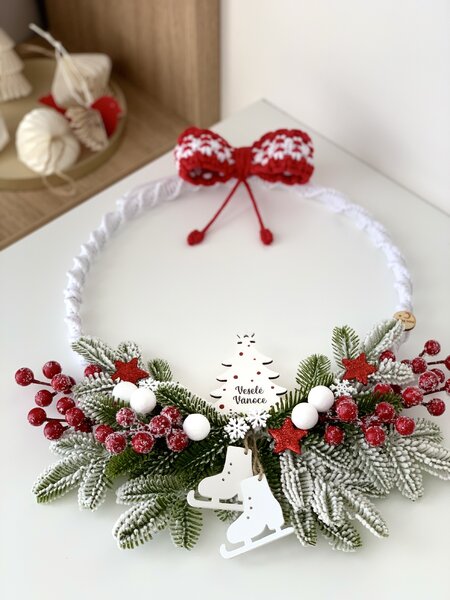 BRIMOON Zasněžený vánoční věnec macramé