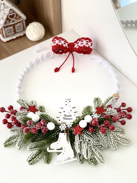 BRIMOON Zasněžený vánoční věnec macramé