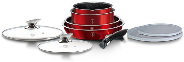 Sada nádobí s odnímatelnou rukojetí 9 ks Burgundy Metallic Line