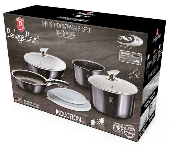 Sada nádobí s odnímatelnou rukojetí 9 ks Carbon PRO Line