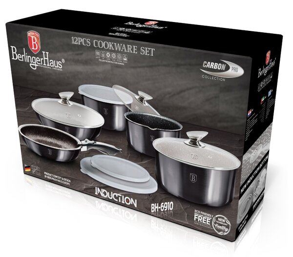 Sada nádobí s odnímatelnou rukojetí 12 ks Carbon PRO Line
