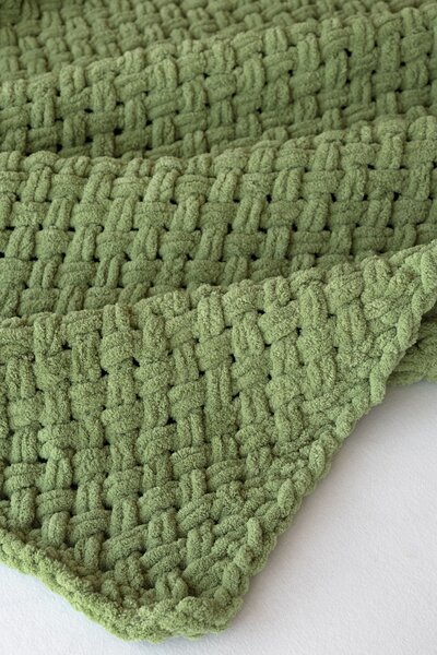 Deka Knittingly zelená Ručně pletená deka 130/170