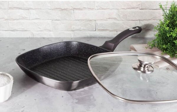 Pánev grilovací s mramorovým povrchem a poklicí 28 cm Carbon PRO Line