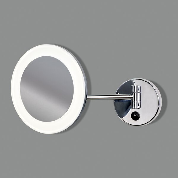 ACB Iluminacion Nástěnné vyklápěcí LED zrcadlo BOAN, 5x zvětšovací, ⌀ 20 cm, IP44