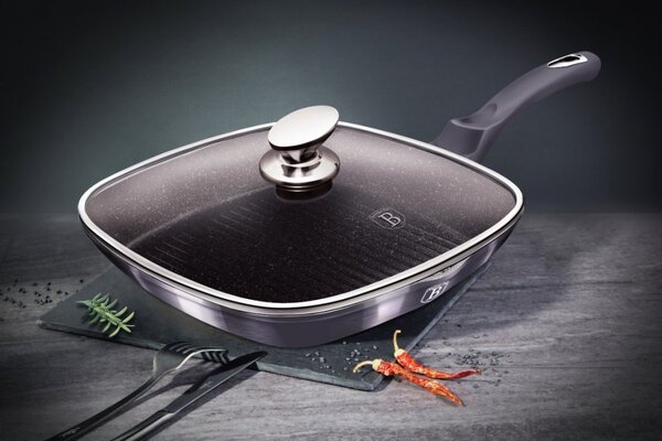 Pánev grilovací s mramorovým povrchem a poklicí 28 cm Carbon PRO Line