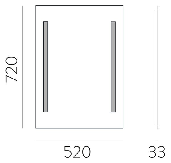 ACB Iluminacion Nástěnné LED zrcadlo JOUR, š. 52 cm, 2x11,5W, CRI90, IP44