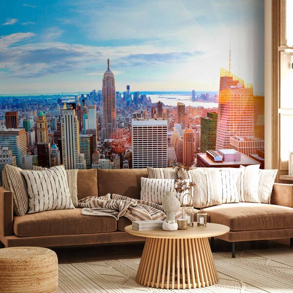Fototapeta New York USA - architektura při východu slunce v sytých barvách