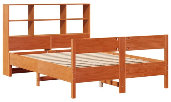 Postel s knihovnou bez matrace 140 x 190 cm masivní borovice 3323001