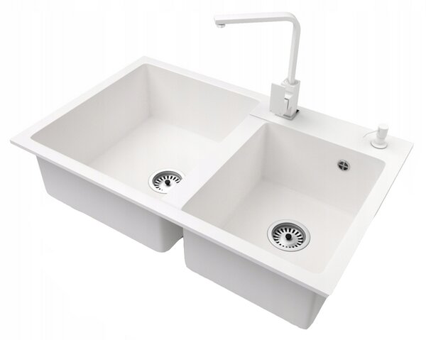 Granitový dřez HEKTOR + baterie NOOK BÍLÁ 80 x 50 x 19cm