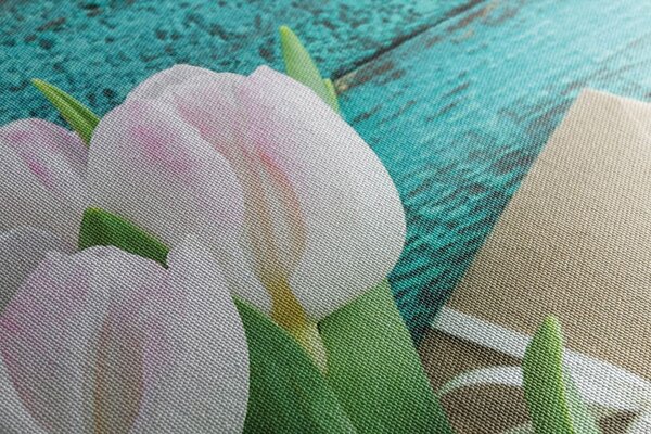 Obraz kytice tulipánů a obálka
