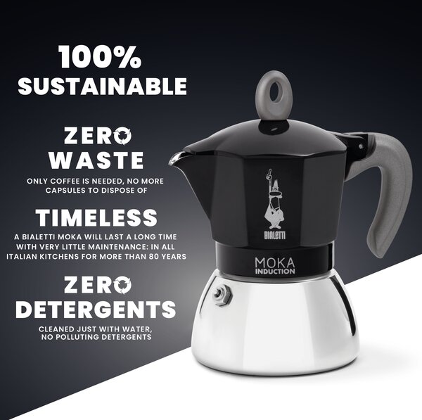 Bialetti New Moka Indukce černá (různé velikosti) Objem v⁠ porcích: 6 porcí
