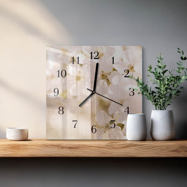 Skleněné hodiny na stěnu Květiny zskc-30x30-00175566