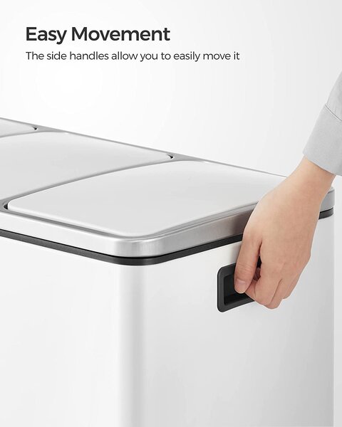 SONGMICS Odpadkový koš na tříděný odpad 3 x 18 l bílý
