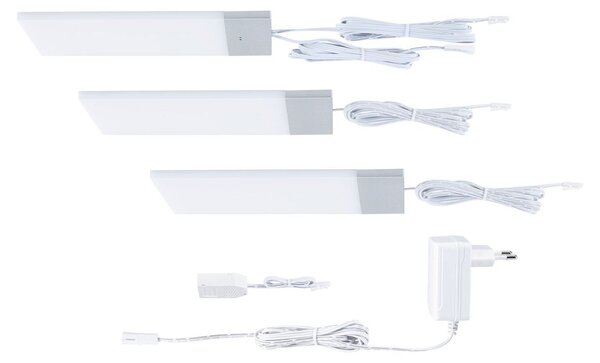 P 92122 LED podskříňkové svítidlo Bredo s čidlem 3ks sada 4000K 3x2,5W 80x190mm 230/12V stříbrná - PAULMANN