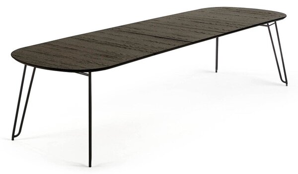 Tmavě hnědý rozkládací jídelní stůl s deskou v dekoru jasanového dřeva 100x170 cm Milian – Kave Home