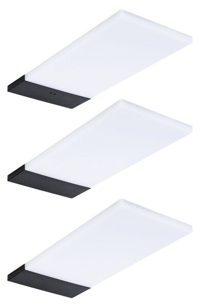 P 92124 LED podskříňkové svítidlo Bredo s čidlem 3ks sada 4000K 3x2,5W 80x190mm 230/12V černá - PAULMANN
