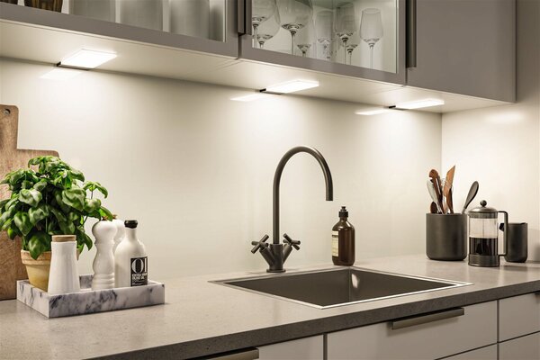 P 92123 LED podskříňkové svítidlo Bredo s čidlem 3ks sada 3000K 3x2,5W 80x190mm 230/12V černá - PAULMANN