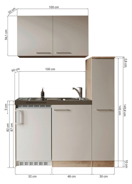 MINIKUCHYNĚ 130 cm Respekta - Online Only kuchyňské linky, Online Only