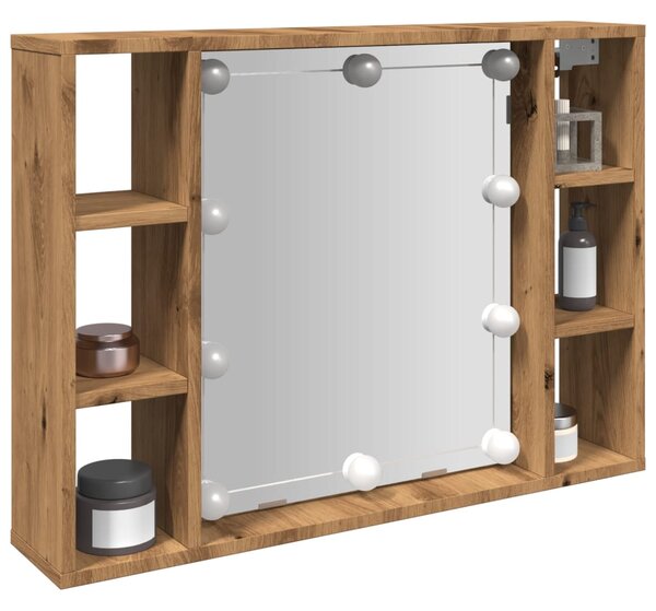 Zrcadlová skříňka s LED dub artisan 76 x 15 x 55 cm kompozit