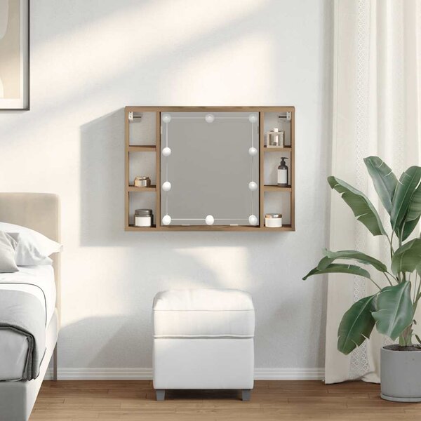 Zrcadlová skříňka s LED dub artisan 76 x 15 x 55 cm kompozit