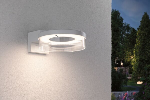 P 93112 LED venkovní nástěnné svítidlo Capea pohybové čidlo IP44 231mm 3000K 8 / 1x1,2W 230V bílá hliník - PAULMANN