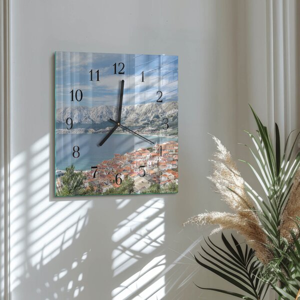 Skleněné hodiny na stěnu Záliv zskc-30x30-00175590