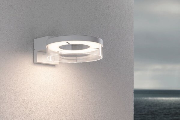 P 93112 LED venkovní nástěnné svítidlo Capea pohybové čidlo IP44 231mm 3000K 8 / 1x1,2W 230V bílá hliník - PAULMANN