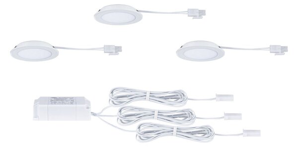 P 93120 LED vestavná nábytková svítidla 3ks sada kruhové 65mm 3x2,5W 230/12V 4000K bílá - PAULMANN