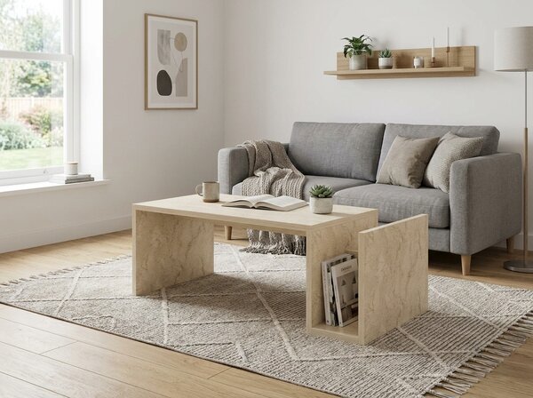 Konferenční stolek NUVAREK, travertine/béžová