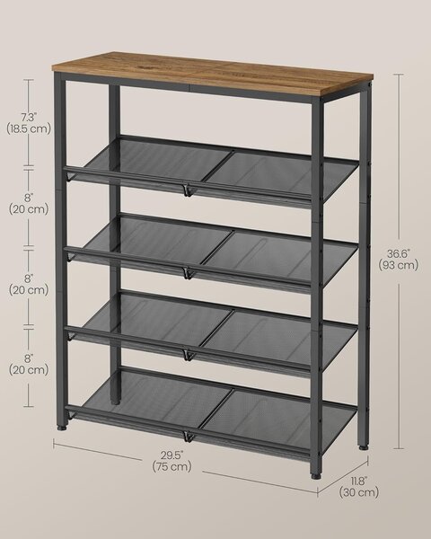 SONGMICS Botník Vasagle Lorado 93 cm medově hnědý/černý