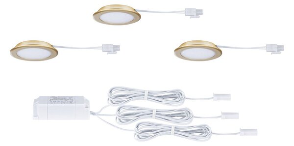 P 93119 LED vestavná nábytková svítidla 3ks sada kruhové 65mm 3x2,5W 230/12V 3000K zlatá mat - PAULMANN