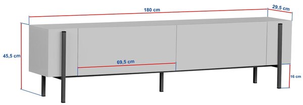 TV stolek ZENORI 180 cm, borovice Atlantic/černá