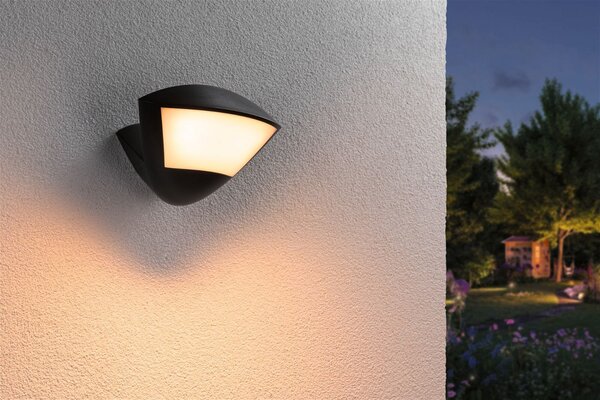 P 94864 LED venkovní nástěnné svítidlo Smart Home Zigbee 3.0 Skyla pohybové čidlo neláká hmyz IP44 226x164mm CCT 10W 230V antracit hliník - PAULMANN