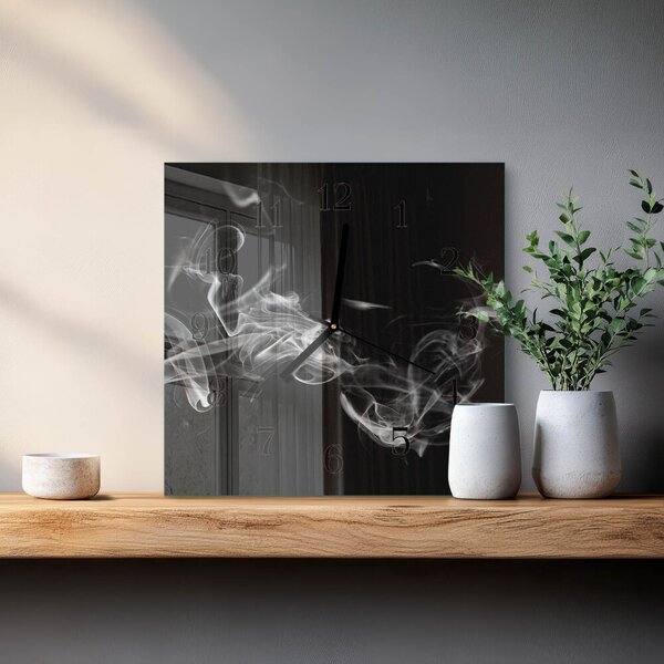 Skleněné hodiny na stěnu Kouř zskc-30x30-00175603