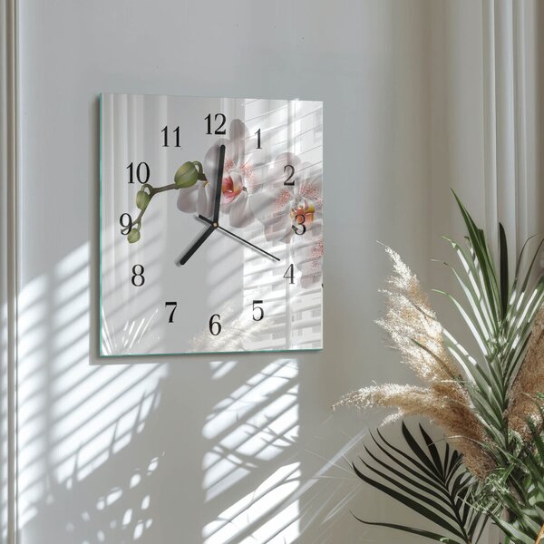 Skleněné hodiny na stěnu Orchidej zskc-30x30-00175612