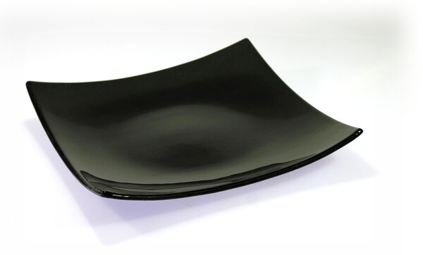 BDK-GLASS Čtvercová mělká mísa MATIZ 30x30cm - tmavě šedá