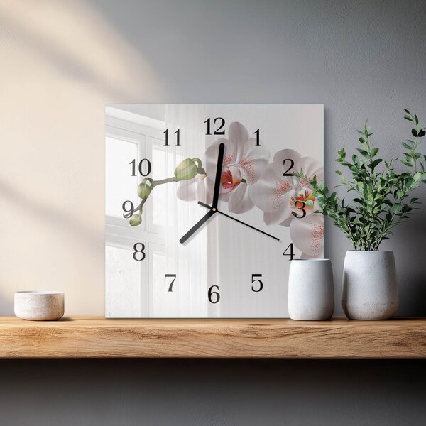 Skleněné hodiny na stěnu Orchidej zskc-30x30-00175612