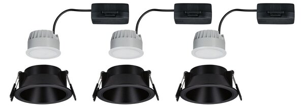P 94869 LED vestavné svítidlo 3-krokové-stmívatelné Cole Coin základní sada 3ks sada IP44 kruhové 88mm Coin 3x6W 230V 2700K černá - PAULMANN