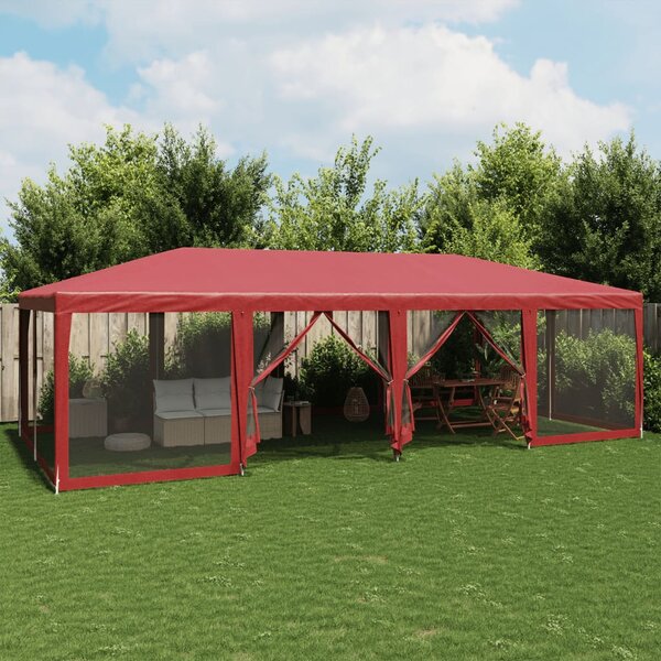 Party stan s 12 síťovanými bočnicemi červený 8 x 4 m HDPE