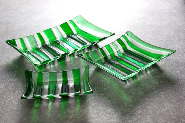 BDK-GLASS Skleněné mísy ETHNIK - zelené Rozměr: 19x14cm