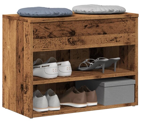 Lavice s botníkem old wood 60 x 30 x 45 cm kompozitní dřevo