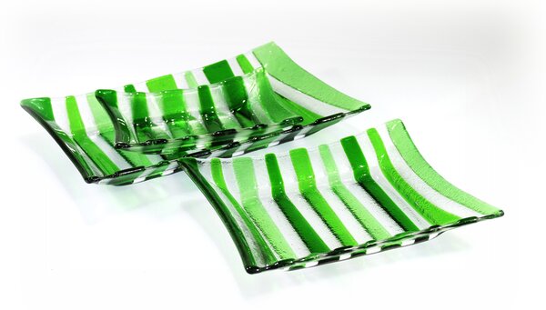 BDK-GLASS Skleněné mísy ETHNIK - zelené Rozměr: 19x14cm