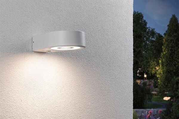P 94867 LED venkovní nástěnné svítidlo Silma pohybové čidlo IP44 65x186mm 3000K 5,5 / 1x0,7W 230V bílá hliník - PAULMANN