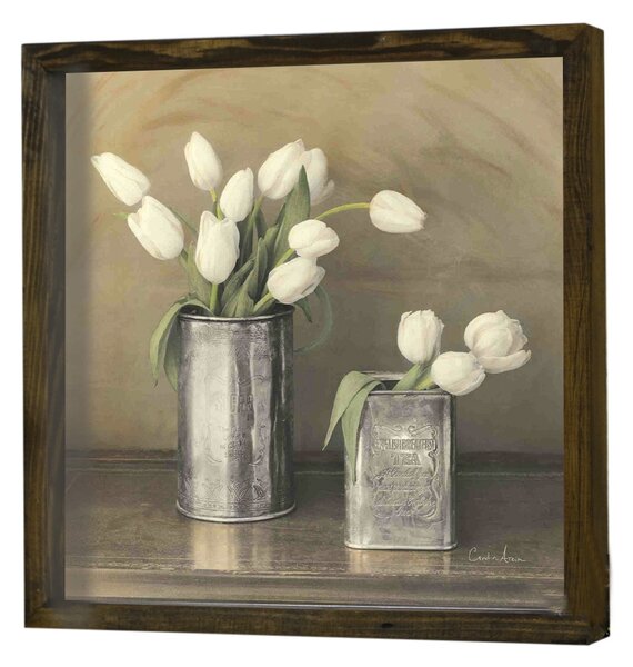 ASIR Obraz na MDF s rámem TULIPÁNY VE DVOU VÁZÁCH 34 x 34 cm
